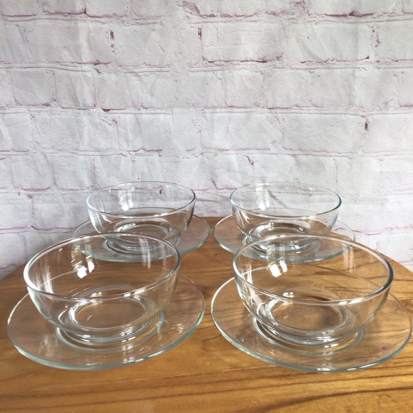 Libbey Moderno Clear Glass Bowl and Plate Set - 8 Pieces - Picture 1 of 6